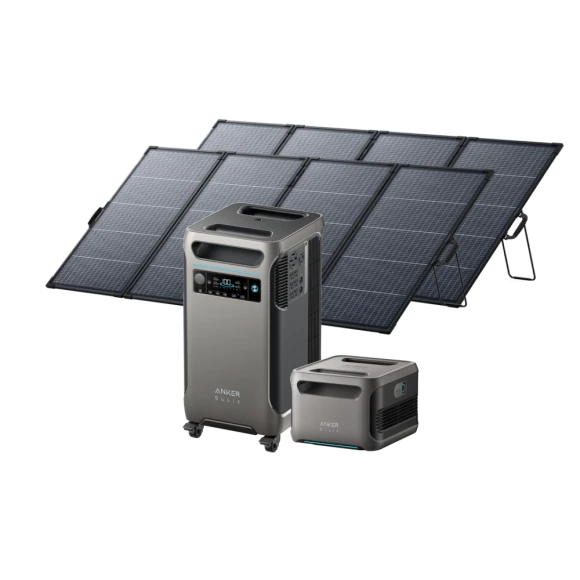 Home backup power system with expansion battery and solar panels — Portable Power Station, Anker SOLIX