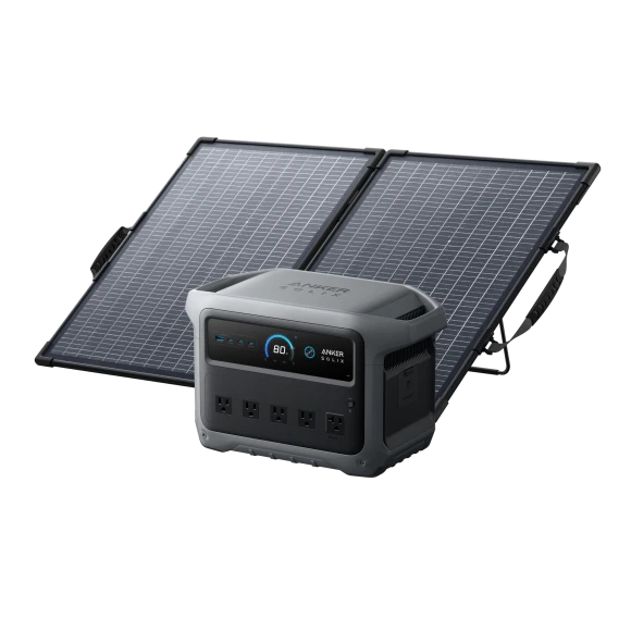 Portable power station with 100W solar panel — Portable Power Station, Anker SOLIX