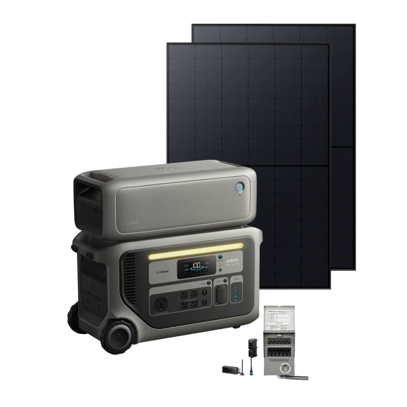 Power backup bundle with Expansion Battery, Power Saver Kit, 6-Circuit Manual Transfer Switch and 2× 440W Rigid Solar... — Portable Power Station, Anker SOLIX