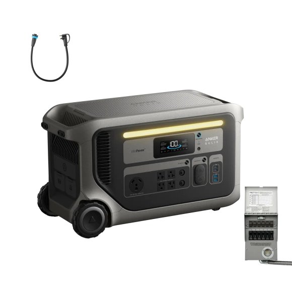 Power station bundle with transfer switch and generator input adapter — Portable Power Station, Anker SOLIX