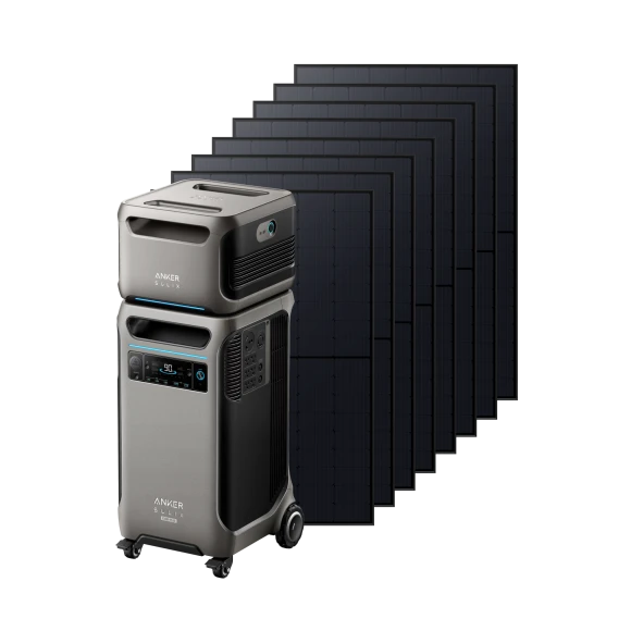 Power system with expansion battery and solar panels — Portable Power Station, Anker SOLIX