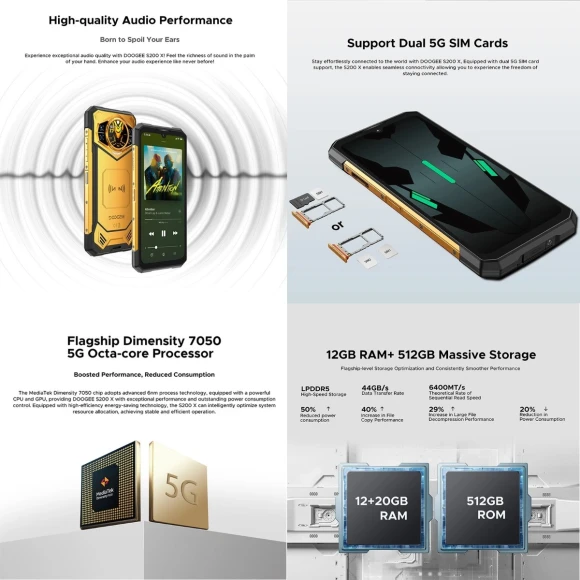 Rugged phone, 12GB+512GB — Smartphones, DOOGEE