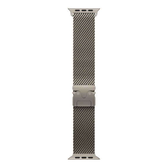 Beige smart watch, 49 mm case, M Milanese Loop — Smart Watch, Apple