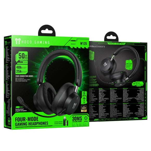 Black Gaming Headphones — Wireless Earbuds, hoco