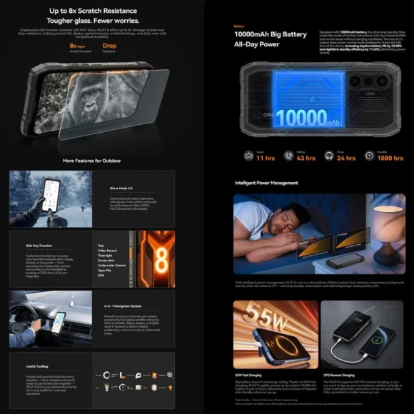 Rugged phone, Black, 12GB RAM, 256GB storage — Smartphones, Blackview