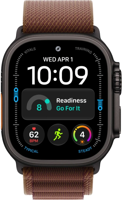 Smart watch, 49 mm, black titanium case, Burgundy Alpine Loop, size M — Smart Watch, Apple