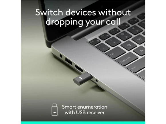 Wireless Headset, Graphite, UC Version, With Receiver — Wireless Earbuds, Logitech