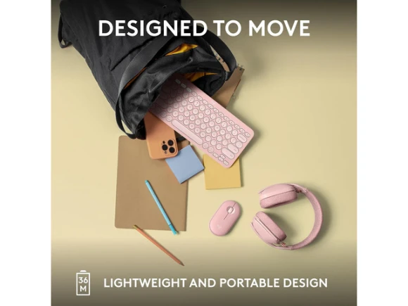Wireless Keyboard Pebble Keys 2 K380s, Tonal Rose — Bluetooth Keyboard, Logitech