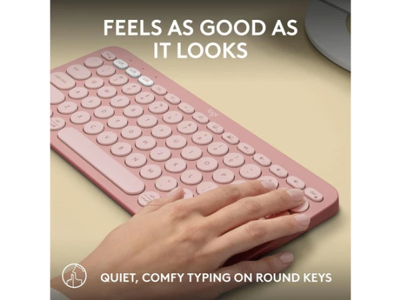 Wireless Keyboard Pebble Keys 2 K380s, Tonal Rose — Bluetooth Keyboard, Logitech