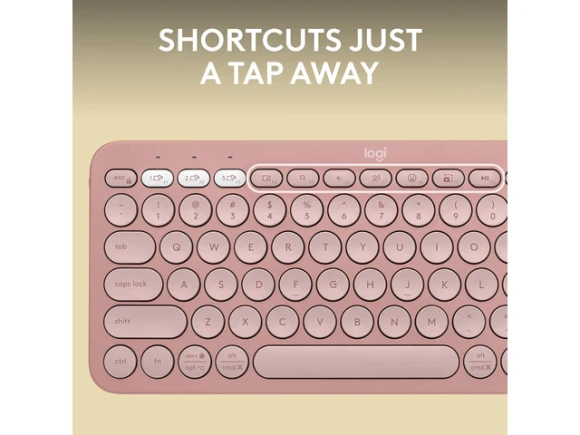 Wireless Keyboard Pebble Keys 2 K380s, Tonal Rose — Bluetooth Keyboard, Logitech