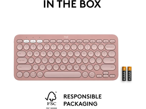 Wireless Keyboard Pebble Keys 2 K380s, Tonal Rose — Bluetooth Keyboard, Logitech