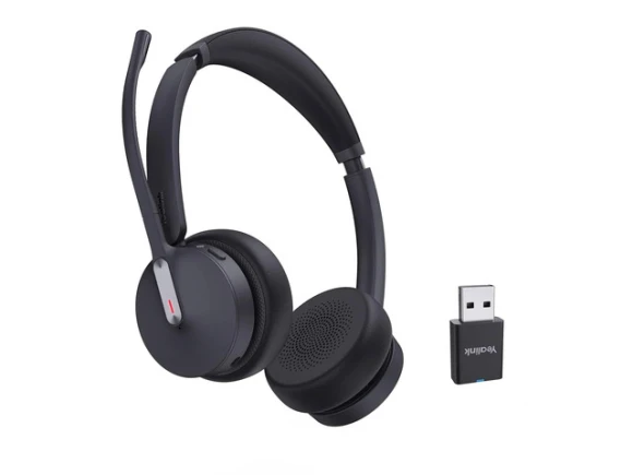 Binaural On-Ear Headset with BT Adapter — Wireless Earbuds, Yealink