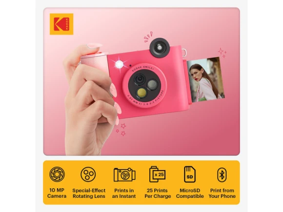 Compact digital instant print camera, Fuchsia — Digital Cameras & Camcorders, KODAK