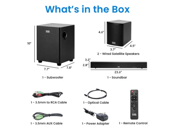 5.1 Home Theater Speaker System — Sound Bar, Acoustic Audio