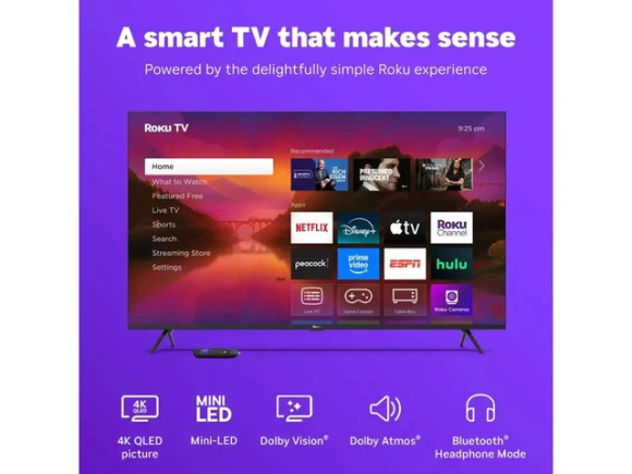 55-inch Class 4K QLED Mini-LED Smart TV — Smart TV, Roku