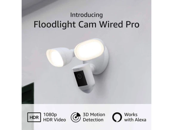 White Floodlight Camera, Wired Pro — Security Camera, Ring