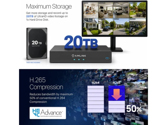 8-Channel Network Video Recorder with 8-Port PoE — Security Monitoring, AMLINK
