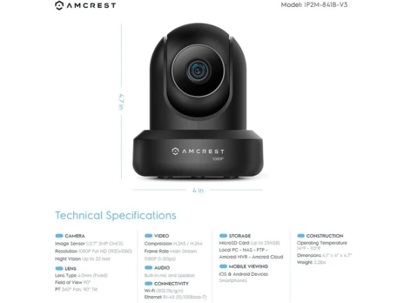 Indoor WiFi Home Security Camera — Security Camera, Amcrest