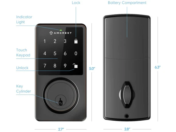 Smart Lock with Digital Keypad and Single-Cylinder Deadbolt — Smart Lock, Amcrest