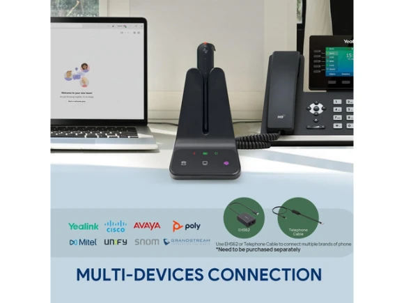 Convertible DECT Wireless Headset — Wireless Earbuds, Yealink