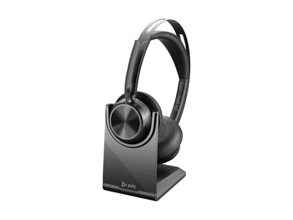Voyager Focus 2 Headset with USB-C/A Adapter and Charging Stand — Wireless Earbuds, Poly