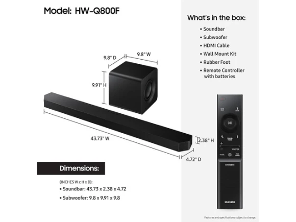 Soundbar with subwoofer and protection plan — Sound Bar, Samsung