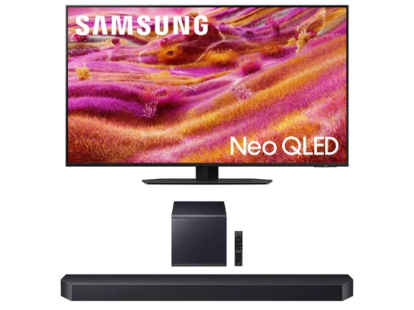 50-inch Neo QLED TV and 7.1.2-channel soundbar bundle — Smart TV, Samsung