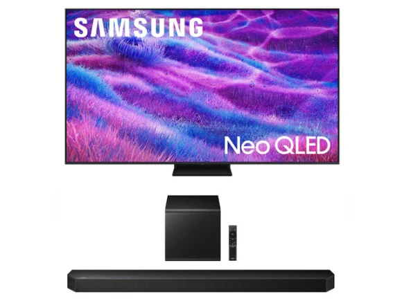 75-inch Neo QLED TV with Soundbar and Subwoofer — Smart TV, Samsung