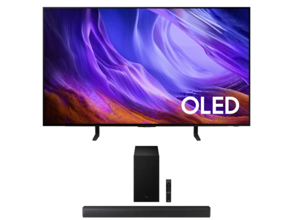 48-inch OLED TV with soundbar and subwoofer bundle — Smart TV, Samsung