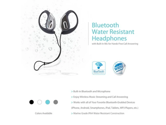 Silver Sports Headphones — Wireless Earbuds, Pyle