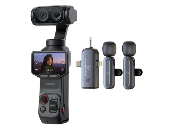 Luna Ultra Dual-Lens Gimbal Camera — Black, Standard Combo with Lav Mic — Digital Cameras & Camcorders, Insta360