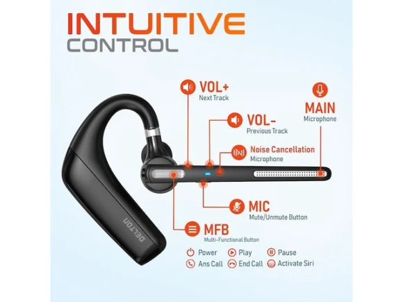 Wireless Computer Headset, Black — Wireless Earbuds, Delton
