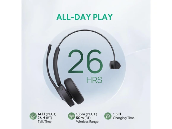 DECT Hybrid Wireless Headset — Wireless Earbuds, Yealink
