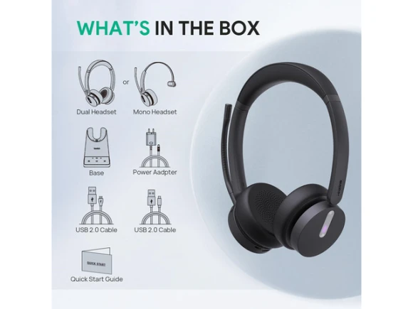DECT Hybrid Wireless Headset — Wireless Earbuds, Yealink