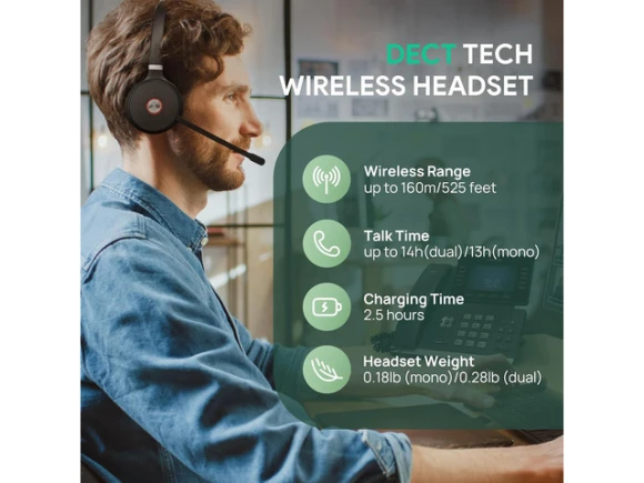 Wireless DECT Mono Teams Headset — Wireless Earbuds, Yealink