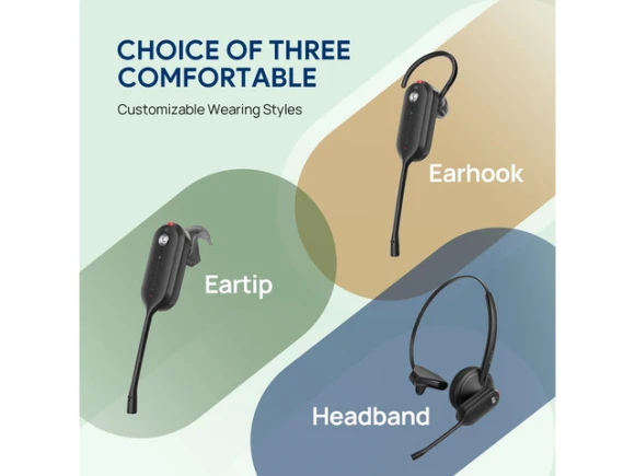 Convertible DECT wireless headset E2 Version — Wireless Earbuds, Yealink
