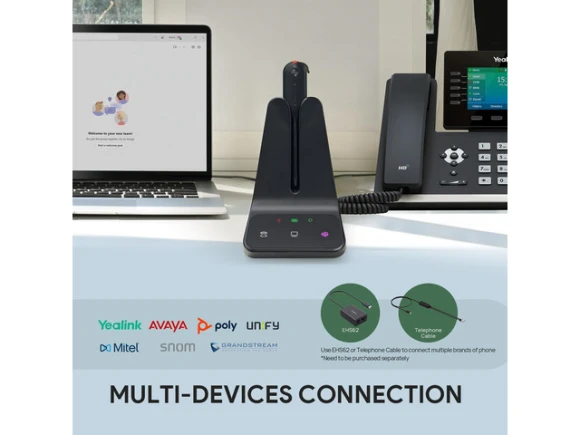 Convertible DECT Wireless Headset — Wireless Earbuds, Yealink