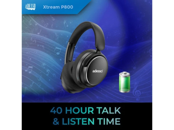 Foldable Bluetooth Headphones with Active Noise Cancellation — Wireless Earbuds, ADESSO