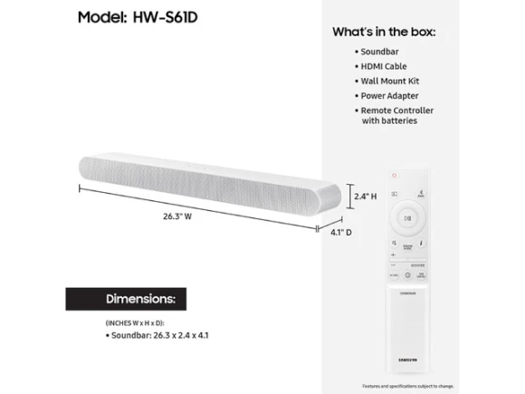 5.0-Channel Soundbar, White — Sound Bar, Samsung