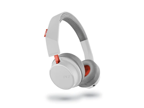 Bluetooth Wireless Headphones, White/Orange — Wireless Earbuds, Plantronics