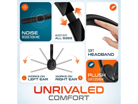 Wireless Computer Headset — Wireless Earbuds, Delton