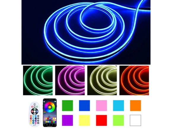 LED Neon Rope Light, 100 ft, Multi-color (16) — Smart Outdoor Lighting, Yescom