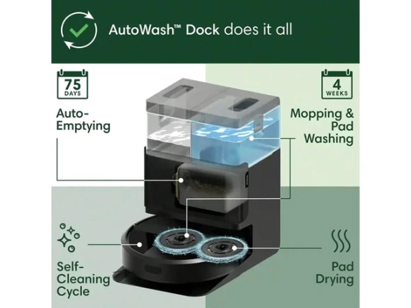 Robot Vacuum and Mop with AutoWash Dock — Robot Vacuum, iRobot