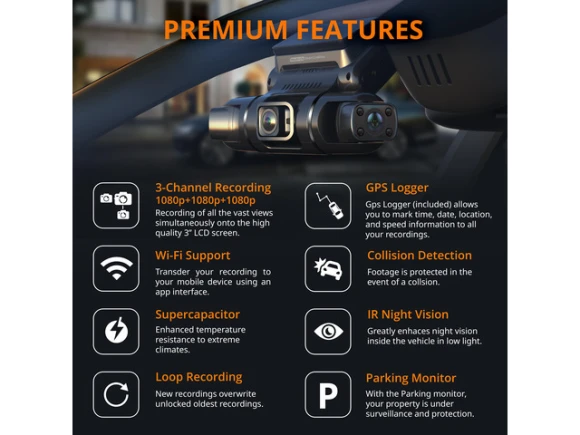 3-Channel Dash Cam S3 — Dash Cam, Rexing