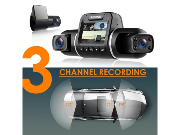 3-Channel Dash Camera — Dash Cam, Rexing