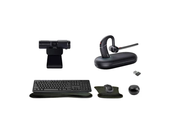 Mono Bluetooth Headset with Webcam, Keyboard and Mouse, Mini Speaker, and Gel Pads — Wireless Earbuds, Yealink