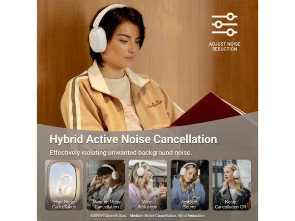 V80 Hybrid Active Noise Cancelling True Wireless Bluetooth Over-Ear Headphones — Wireless Earbuds, EDIFIER