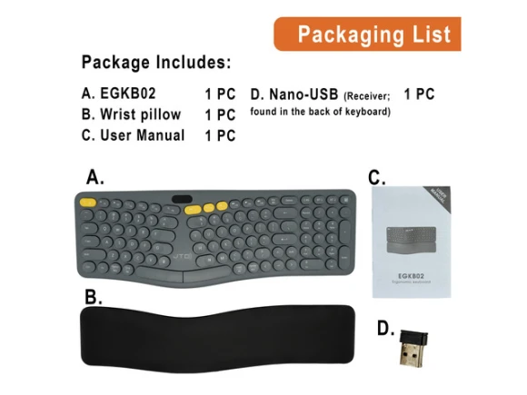 Wireless Ergonomic Split Keyboard — Bluetooth Keyboard, J-Tech Digital
