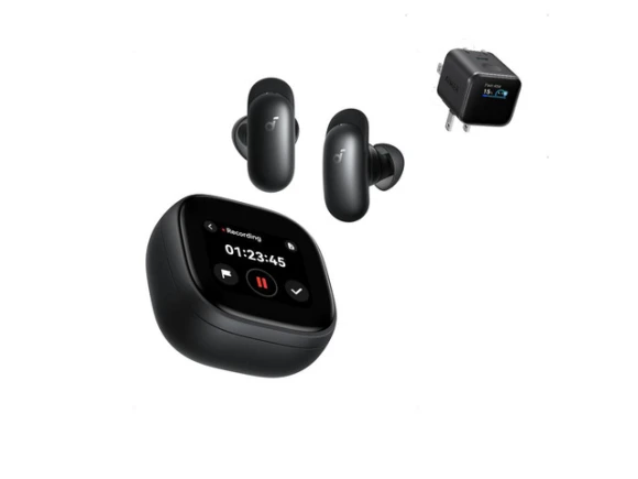 Wireless earbuds with Anker Nano Smart Display Charger — Wireless Earbuds, Soundcore
