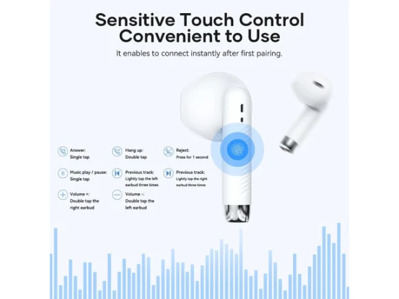 Bluetooth Wireless Earphones, White — Wireless Earbuds, ROCK